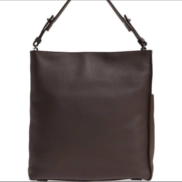 AllSaints Mast Pebbled Leather Tote Bag Brown - Picture 3 of 12